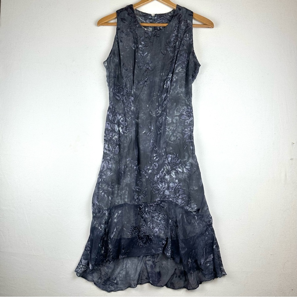 Velvet Burnout Asymmetrical Hem Midi Dress Party Fairy